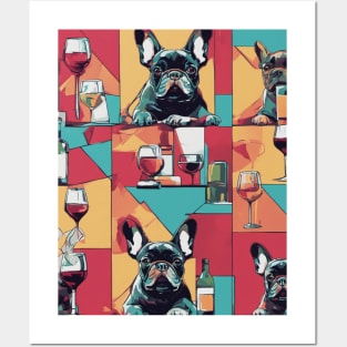 French bulldog wine tasting Posters and Art